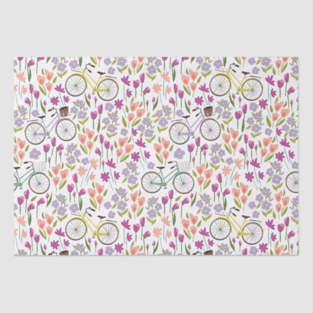 Papel De Seda Padrão de Bicicleta Vintage (Frente )