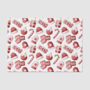Papel De Seda Padrão de biscoito de Natal Luvas Chapéu de Papai 
