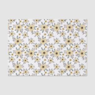 Papel De Seda Padrão de Blooms Florais de Cor Amarela Elegante