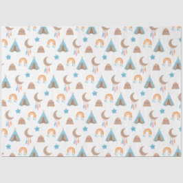 Papel De Seda Padrão de Boho Bonito em Branco