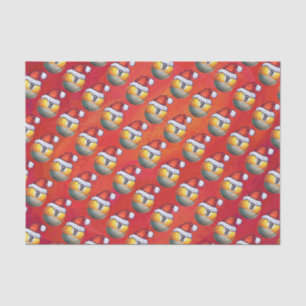 Papel De Seda Padrão de Bola Nove de Santa Hat em Vermelho