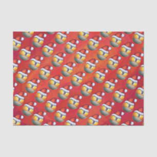 Papel De Seda Padrão de Bola Nove no Papai Noel em Vermelho