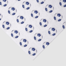 Papel De Seda padrão de bolas de futebol azuis e brancas minúscu