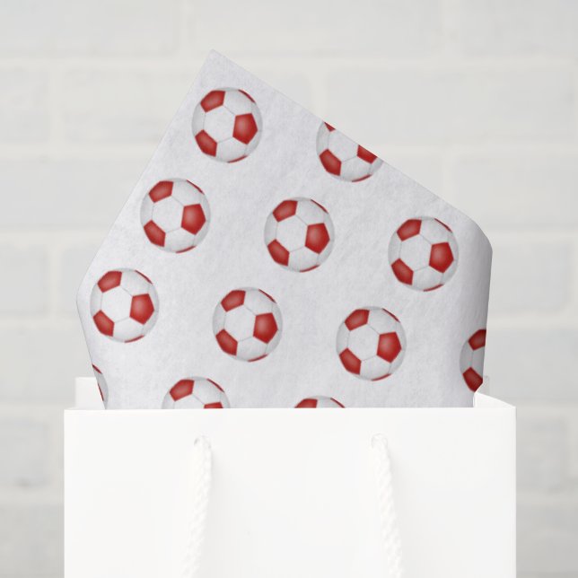 Papel De Seda padrão de bolas de futebol vermelhas e brancas min (Sacola de presentes)