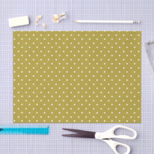 Papel De Seda Padrão de bolinhas brancas em amarelo mostarda