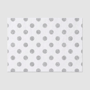 Papel De Seda Padrão de Bolinhas de brilho do Elegante Silver