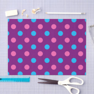 Papel De Seda Padrão de Bolinhas Rosa Roxo Azul