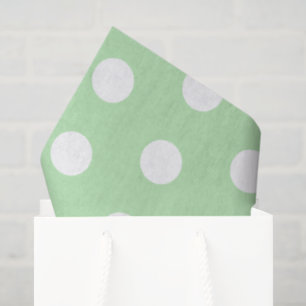 Papel De Seda Padrão de bolinhas verde salvia e branco 