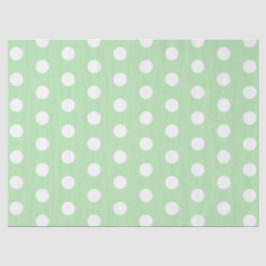 Papel De Seda Padrão de bolinhas verde salvia e branco 