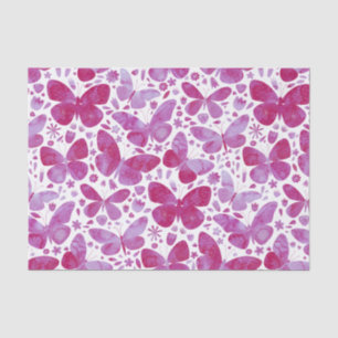 Papel De Seda Padrão de Borboleta de Aquarela Rosa