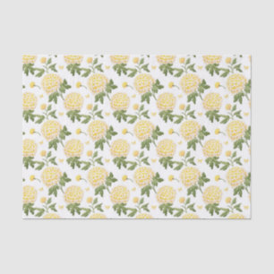 Papel De Seda Padrão de Borboletas Florais de Hidrangea Amarela 