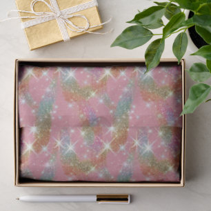 Papel De Seda Padrão de Brilho Falso Arco-íris Rosa