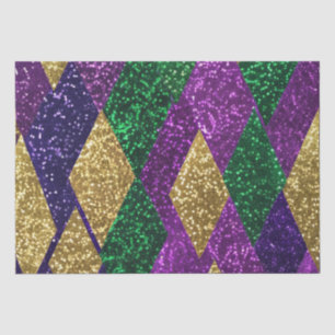 Papel De Seda Padrão de Brilho Mardi Gras Roxo Amarelo Verde