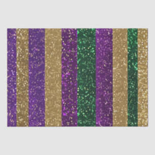 Papel De Seda Padrão de Brilho Mardi Gras Roxo Amarelo Verde