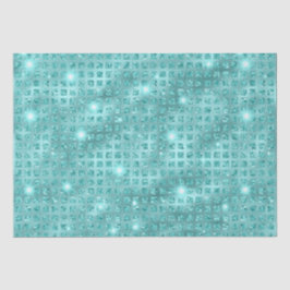 Papel De Seda Padrão de Brilho Metálico Mosaico Azul Elegante