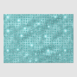 Papel De Seda Padrão de Brilho Metálico Mosaico Azul Elegante