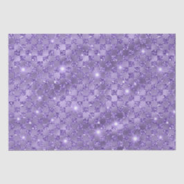 Papel De Seda Padrão de Brilho Metálico Xadrez Roxo Elegante