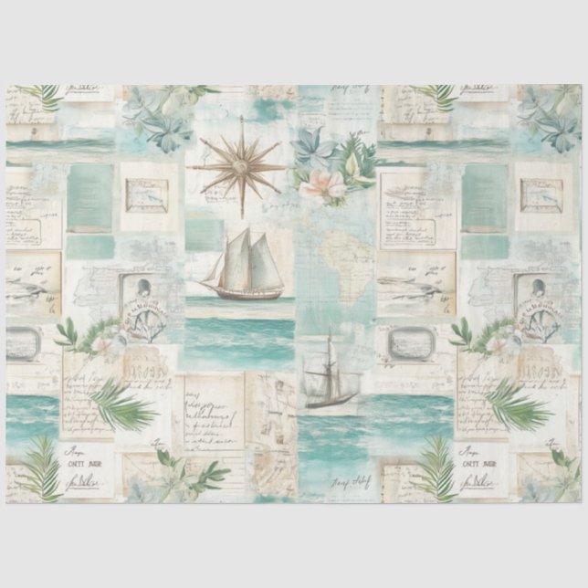 Papel De Seda Padrão de brisa do oceano (Frente )