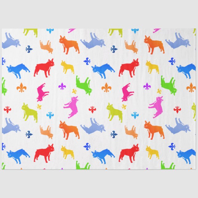 Papel De Seda Padrão de Bulldog Francês (Frente )