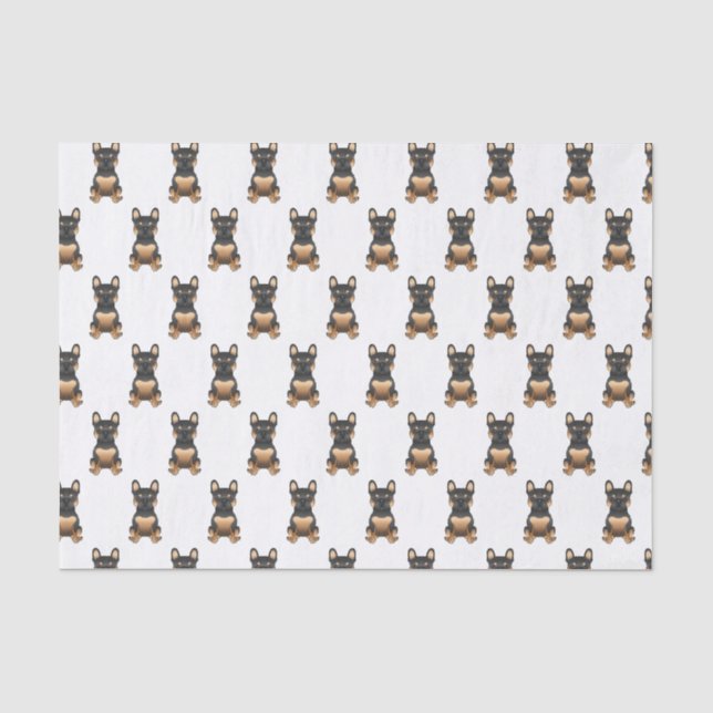 Papel De Seda Padrão de Bulldog Francês Black & Tan (Frente )