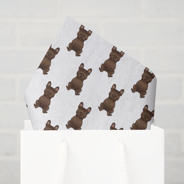 Papel De Seda Padrão de Bulldog Francês de Chocolate (Sacola de presentes)