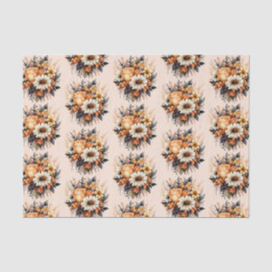 Papel De Seda Padrão de Buquê da Cinza amarela laranja