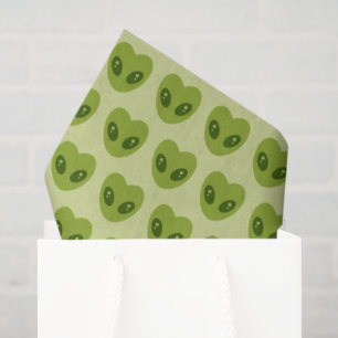 Papel De Seda Padrão De Cabeça De Alienígena Verde Bonita Em For