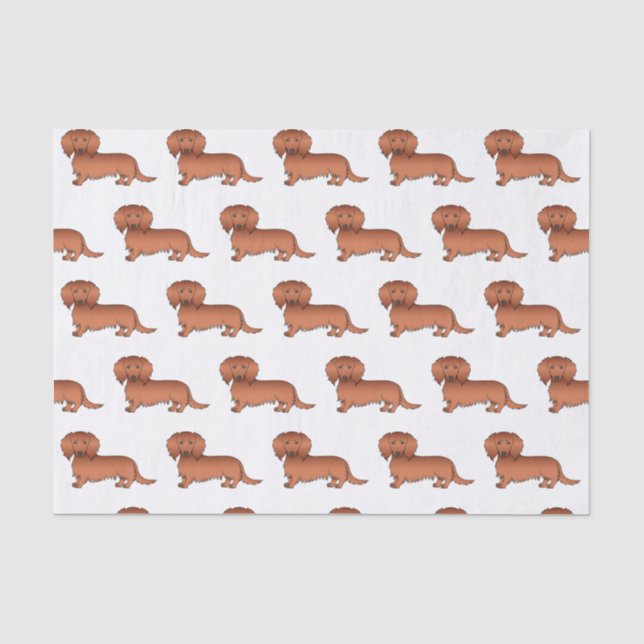 Papel De Seda Padrão de Cachorro Cartoon Fofo de Pelo Longo Verm (Frente )