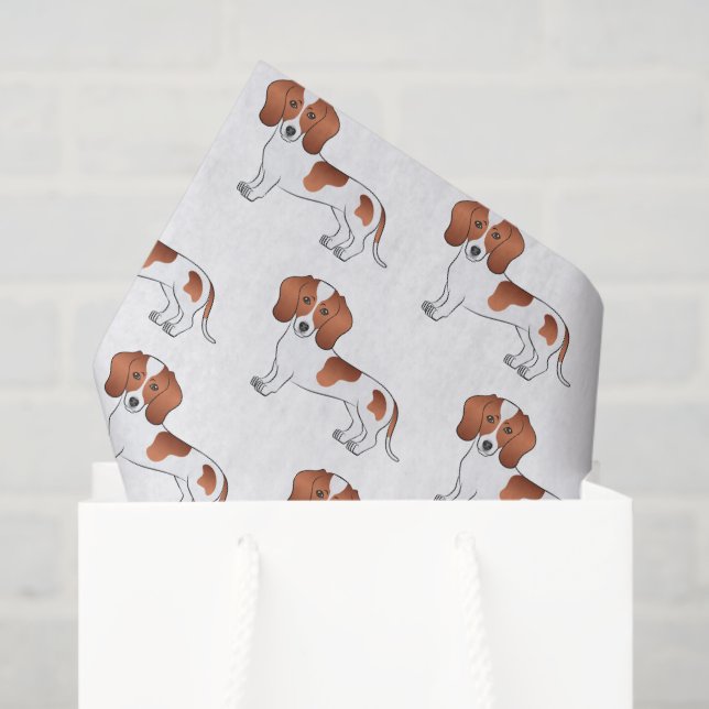 Papel De Seda Padrão De Cachorro Casaco Suave Vermelho E Branco (Sacola de presentes)