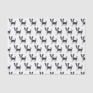 Papel De Seda Padrão De Cachorro Chihuahua, Casaco Negra E Branc