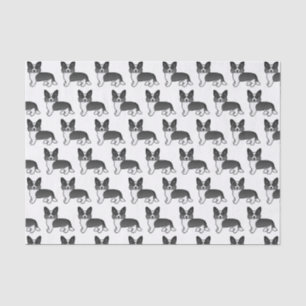 Papel De Seda Padrão De Cachorro De Corgi Galês Preto E Branco