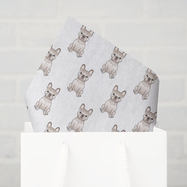 Papel De Seda Padrão de cachorro de desenho animado Cream French (Sacola de presentes)