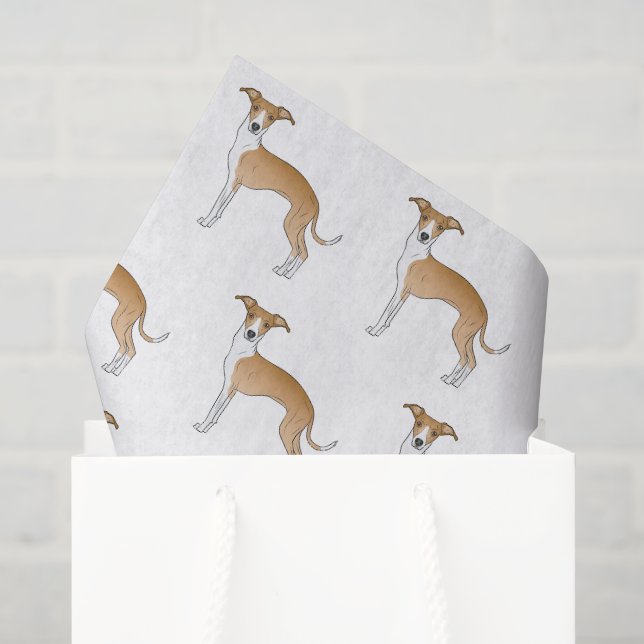 Papel De Seda Padrão de Cachorro Fofo Galgo Italiano Bege e Bran (Sacola de presentes)
