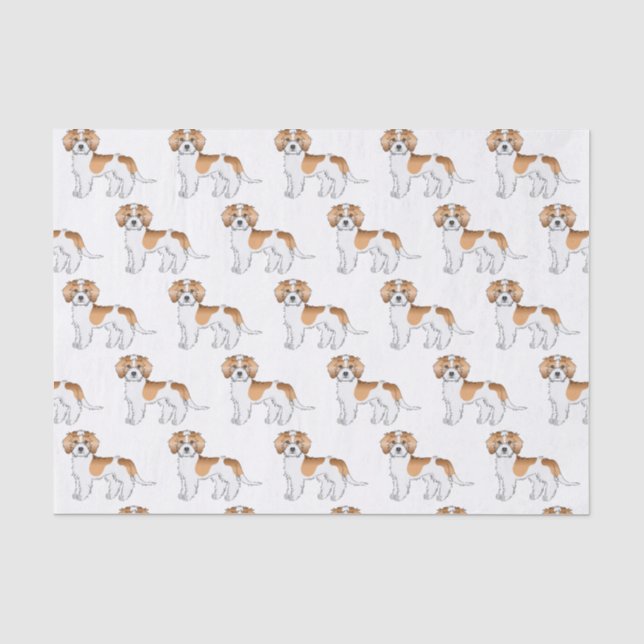 Papel De Seda Padrão de cachorro Mini Goldendoodle com cores par (Frente )