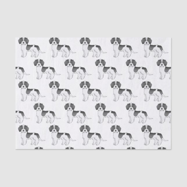Papel De Seda Padrão de Cachorro Mini Goldendoodle Preto Parti-c (Frente )