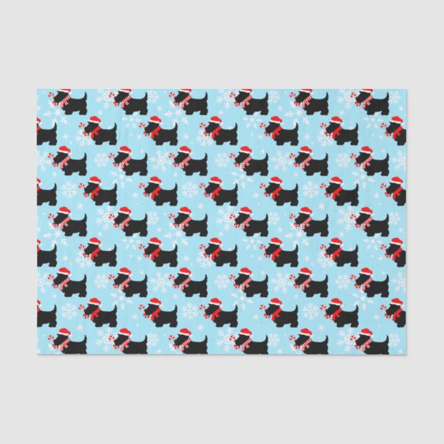 Papel De Seda Padrão de Cachorros Scottie de Natal (Frente )