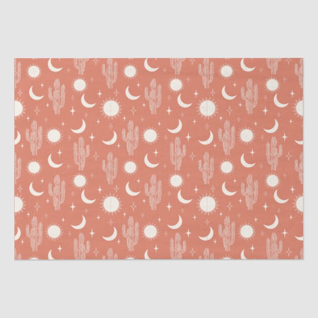 Papel De Seda Padrão de Cactus Branco (Frente )
