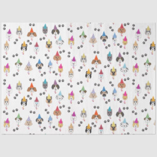 Papel De Seda Padrão de Cães de Festa de Aniversário Bonito