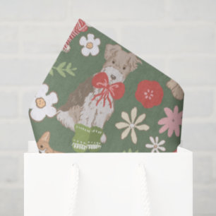 Papel De Seda Padrão de Cães de Natal Fofos
