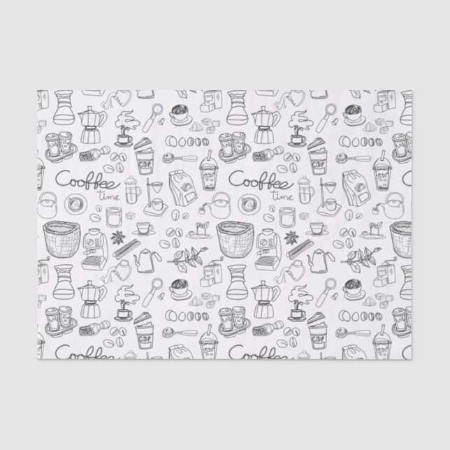 Papel De Seda Padrão de Café Cachorro Negro (Frente )