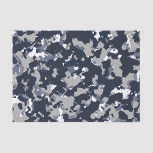 Papel De Seda Padrão de Camo Camuflagem Azul Cinza Branco Festa