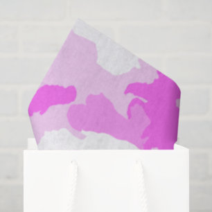 Papel De Seda Padrão de Camuflagem Cor-de-Rosa e Branco