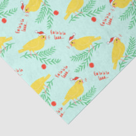 Papel De Seda Padrão de Canário Cantando no Natal