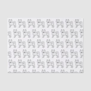 Papel De Seda Padrão de Cão-de-Cartoon Branco Malamute