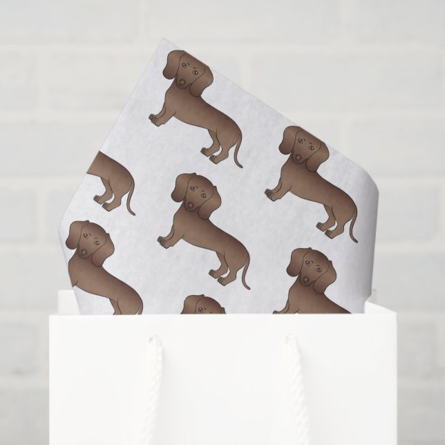 Papel De Seda Padrão de Cão de Cartoon de Cabelo Curto de Chocol (Sacola de presentes)