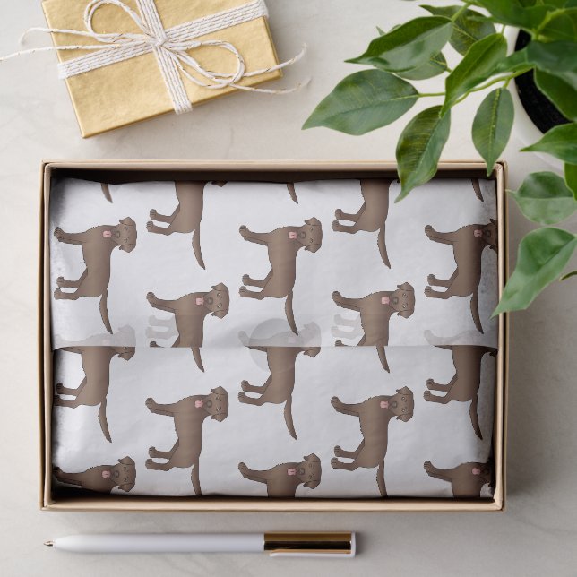 Papel De Seda Padrão de Cão de Cartoon de Chocolate Labrador Ret (Presente)