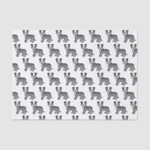 Papel De Seda Padrão De Cão De Cartoon De Escada Azul E Branco