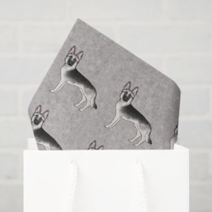 Papel De Seda Padrão de Cão de Cartoon de German shepherd Pratea