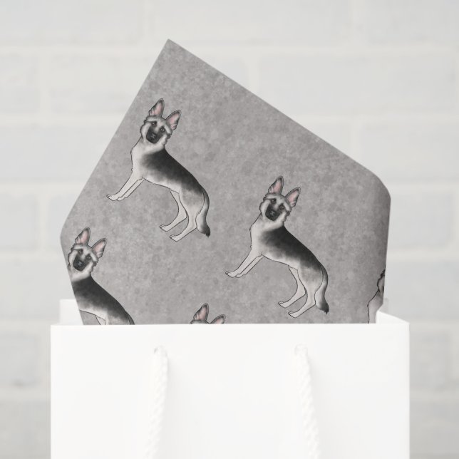 Papel De Seda Padrão de Cão de Cartoon de German shepherd Pratea (Sacola de presentes)