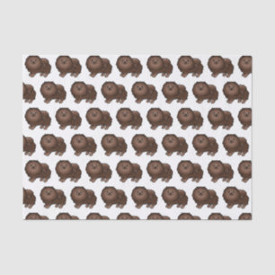 Papel De Seda Padrão de Cão de Cartoon Marrom Pomeraniano